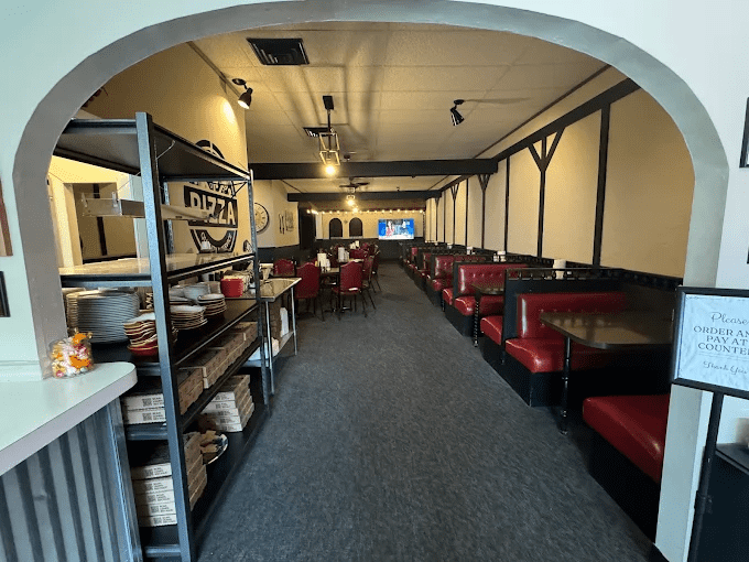 Entrance to the dining room at Dino's Pizza & Steakhouse