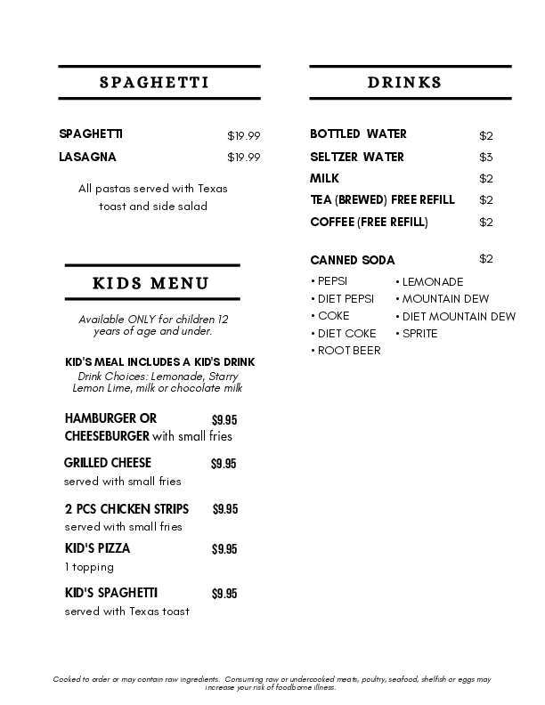 Dinos Pizza Menu - Page 3